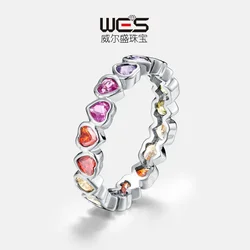 Love Colored Diamond Ring for Women 18K Gold Inlaid with Colored Baby Stones PT950 Platinum Ring Style Fashion
