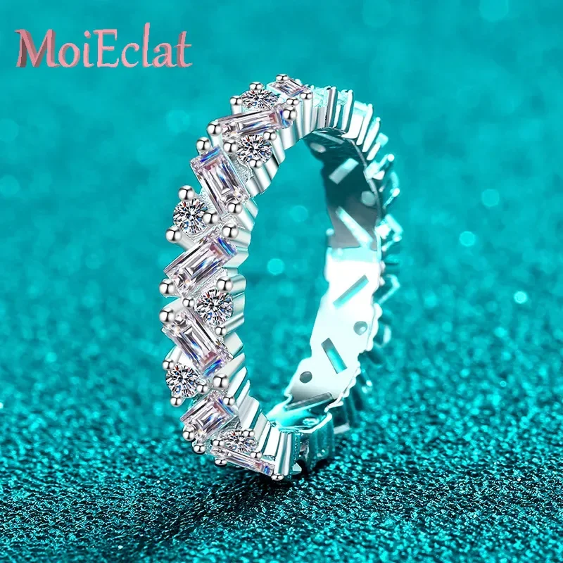 

Geometric Rectangular All Moissanite 2.52ct Rings Women Platinum Pt950 Luxury Diamond Ring Sparkling Exquisite Trendy Jewelry
