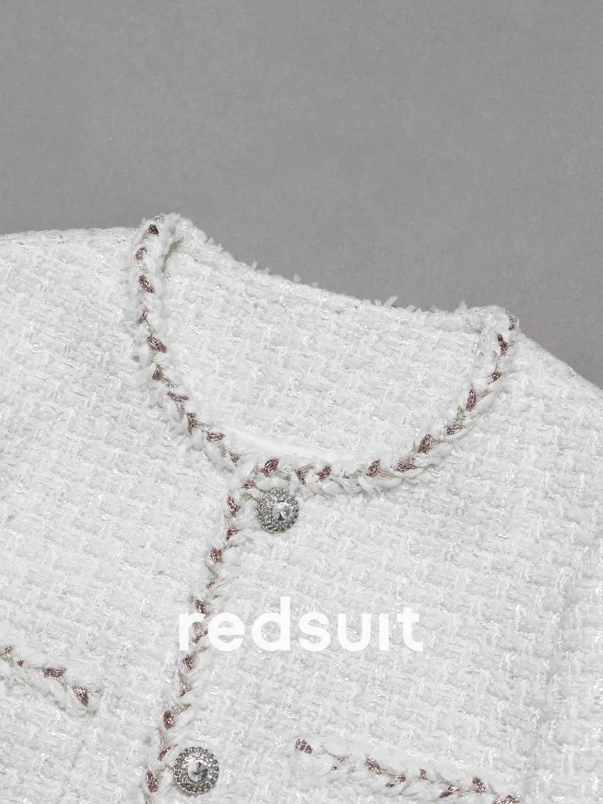New Heavy Industry Exquisite Bordered White Coarse Felt Coat Exquisite Versatile Top Custom size