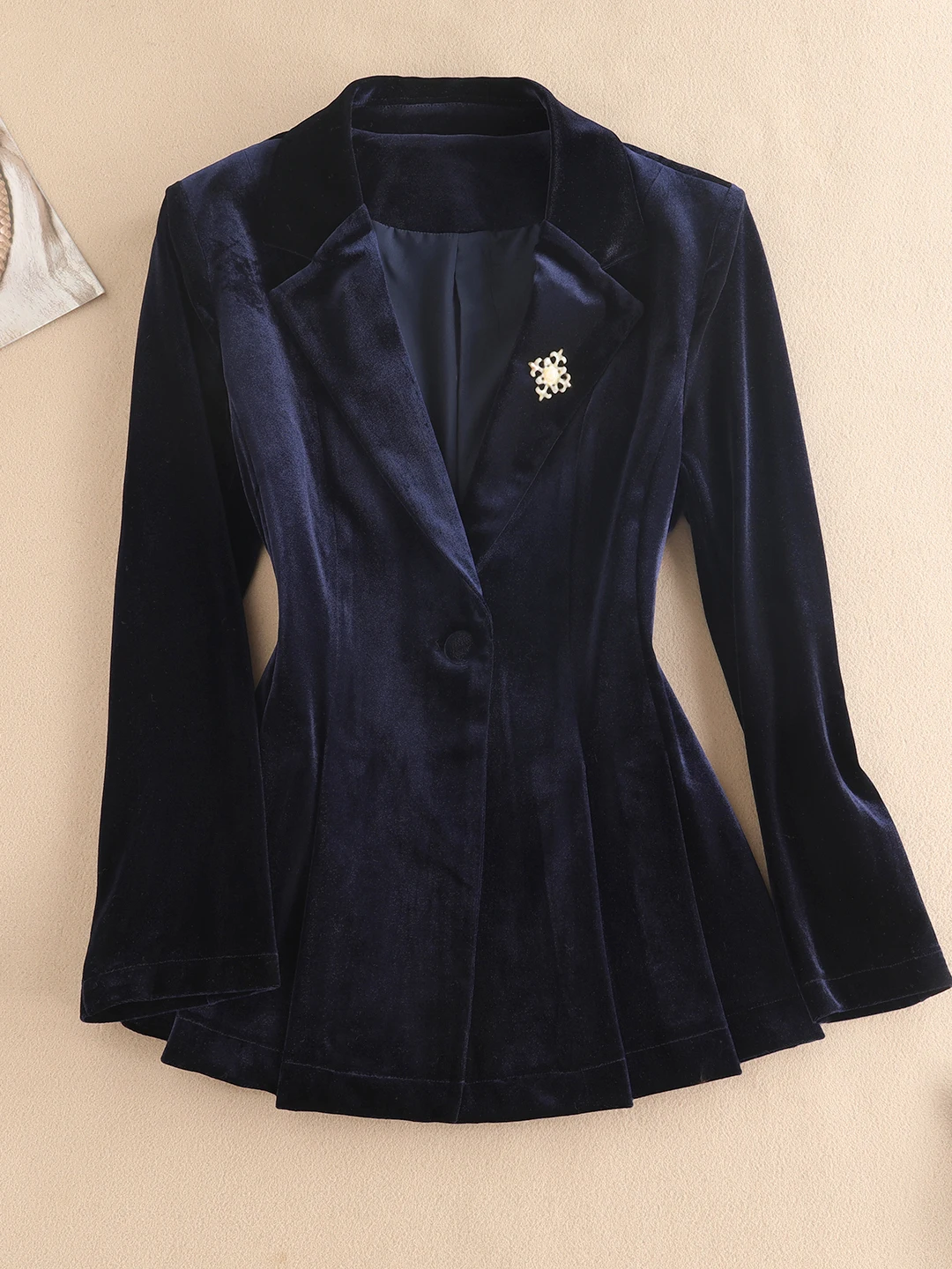 

Bla Velvet Suit Jaet Women's High-End Profional Spring New Gold Velvet Small Western Sle Top for Commuting