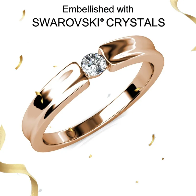 

Daisini Обручальные кольца из стерлингового серебра 925 пробы, украшенные кристаллами Сваровски, цвет розового золота, ювелирные изделия для пар