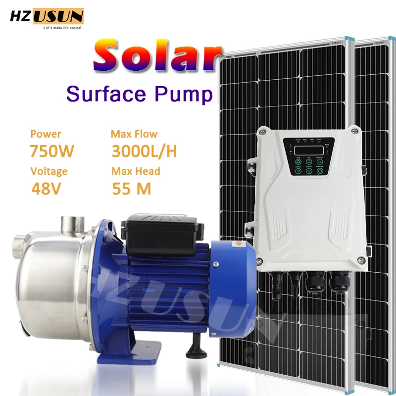 1 HP DC 48V Solar Surface Booster Pump Controller Price Stainless Steel High Pressure Solar Powered Water Transfer Pump Kits