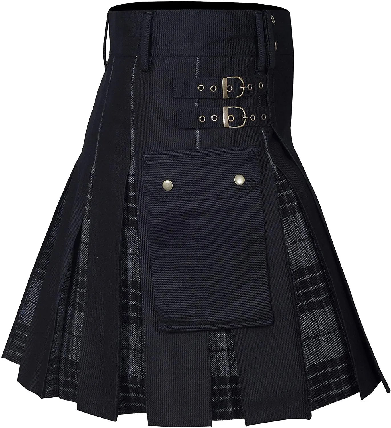 Summer Men's Clothing Plaid Color Block Camo Pleated Skirt For Man Linen Wide Hem Traditional Scottish Kilt Style Casual Wear view 5