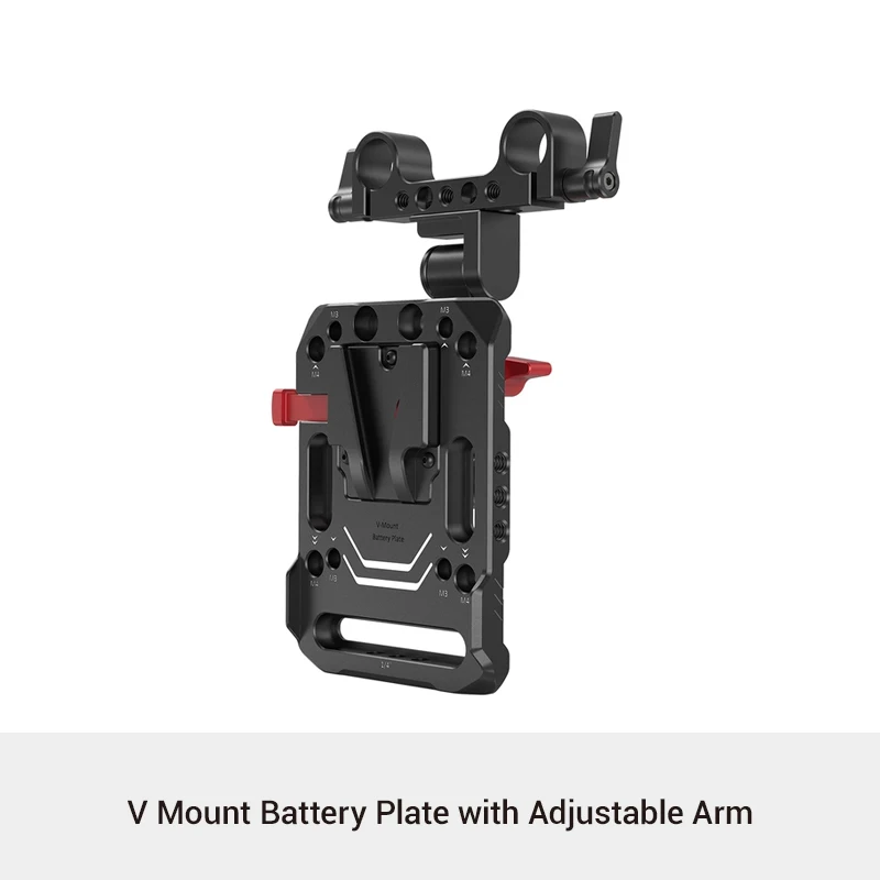 SmallRig V-mount batterijplaat, V-lock mount batterijplaat met 15 mm staafklem en verstelbare arm voor voeding - 2991