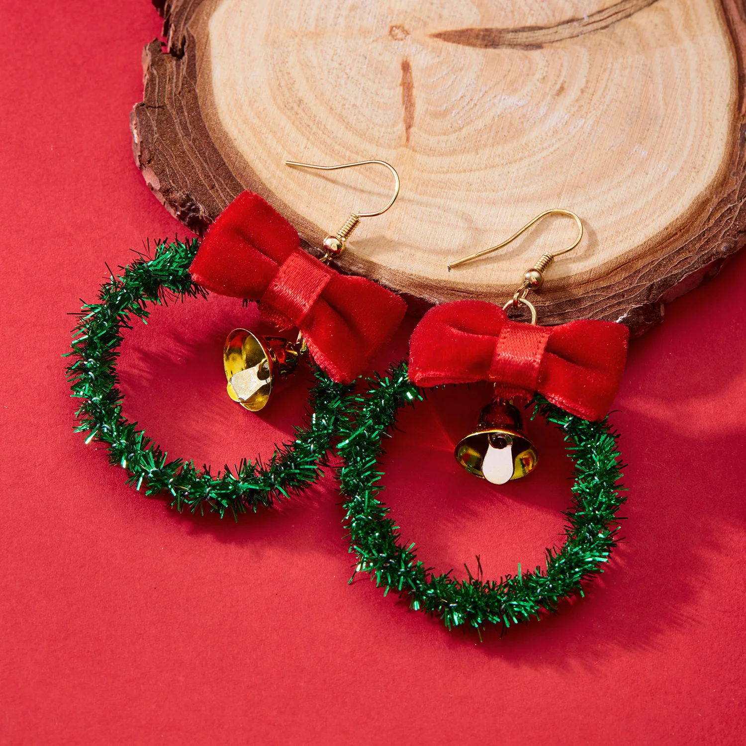 Kreative Grüne Farbe Weihnachten Girlande Bogen Glocke Anhänger Ohrringe für Frauen Mode Weihnachten Baum Ohrringe Neue Jahr Ohr Schmuck Geschenk – Detail 5
