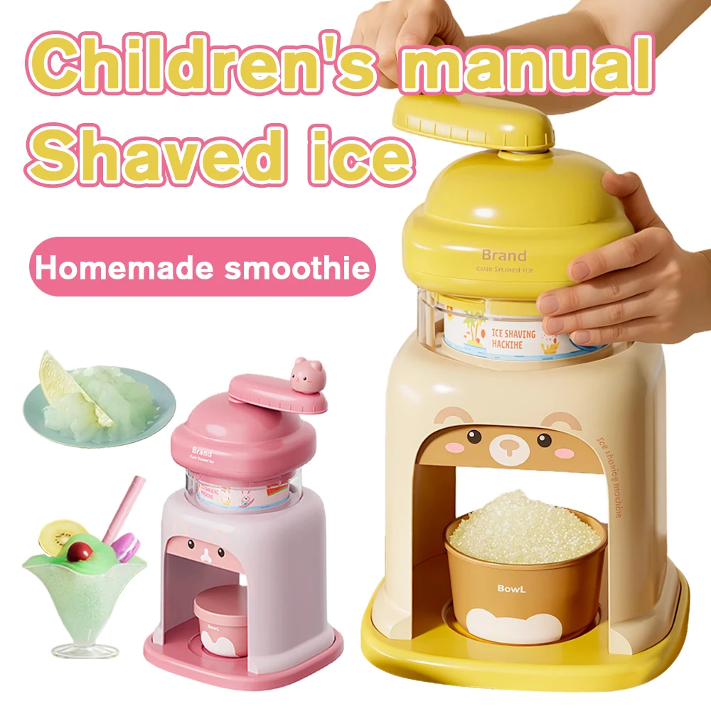 

Kids Hand Crank Ice Shaver Toy Machine DIY Snow Cone Maker Fun Summer Ice Crusher Play Set for Children Home Kitchen