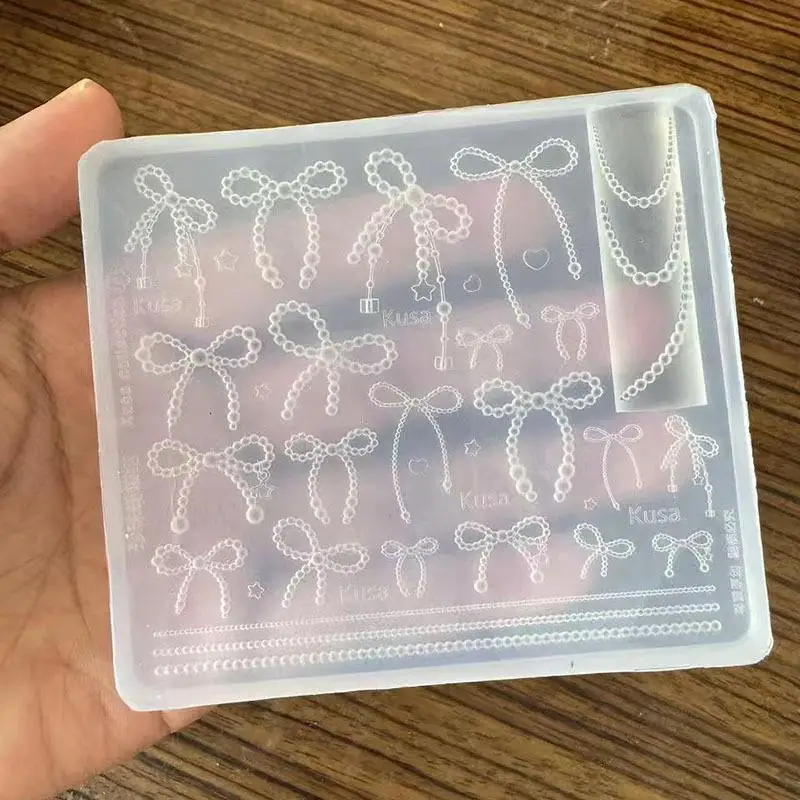 Silicone Nail Art Stamping Mold Cute Star Moon Bow Prints Durable Non-Stick Reusable Manicure Tool for Nail Techs