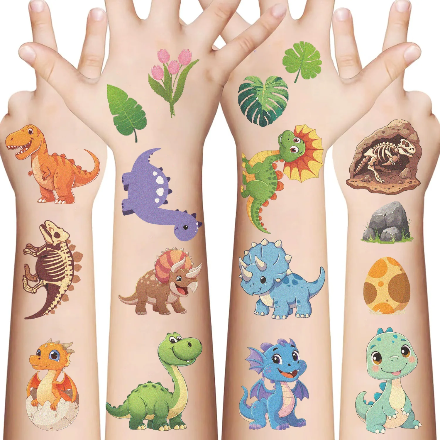 10 fogli adesivi per tatuaggi dinosauri tatuaggi temporanei finti braccio mani corpo waterdichte tatuaggi versare giocattolo per bambini regalo