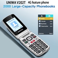 UNIWA V202T 4G Feature Flip Phone Fashion Dual Screen Big Push-Button  Flip Mobile Phone for Elderly 1450mAh SOS Function Phone