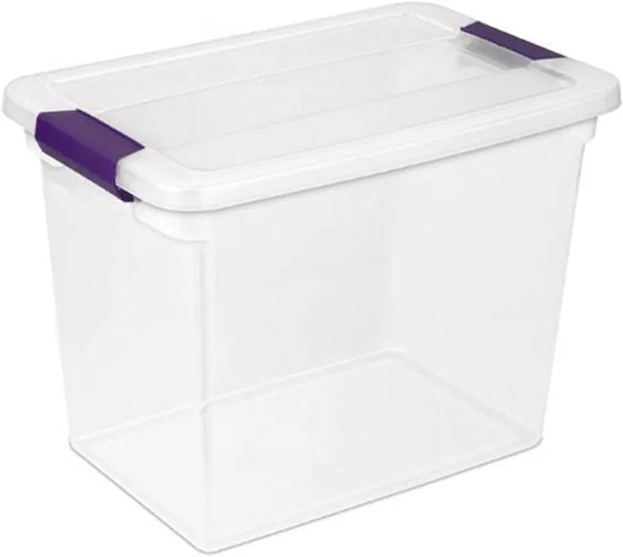 

Sterilite 27 Qt ClearView Latch Storage Box Stackable Bin with Latching Lid, Plastic Container to Organize Clothes in Closet