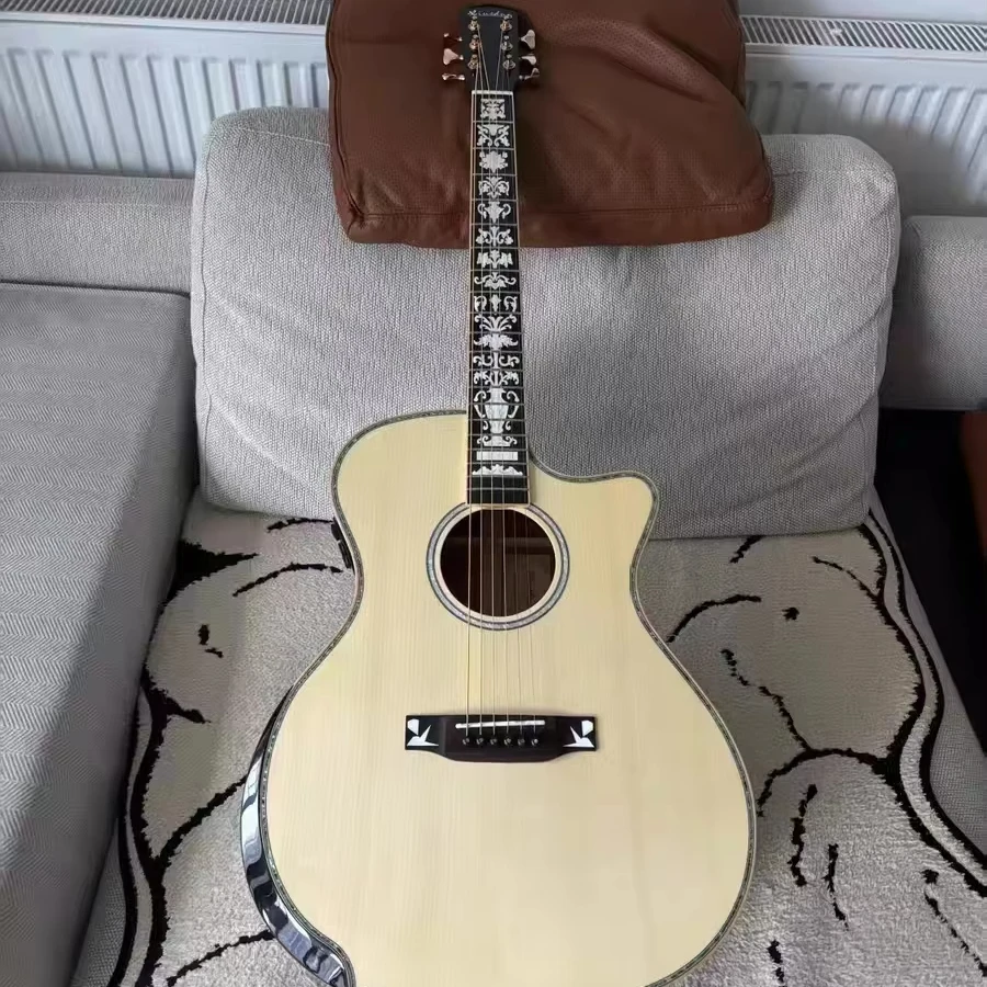 Beginner's Folk Acoustic Guitar Spruce Top Rosewood Fretboard Hi-gloss Finish 40 Inch
