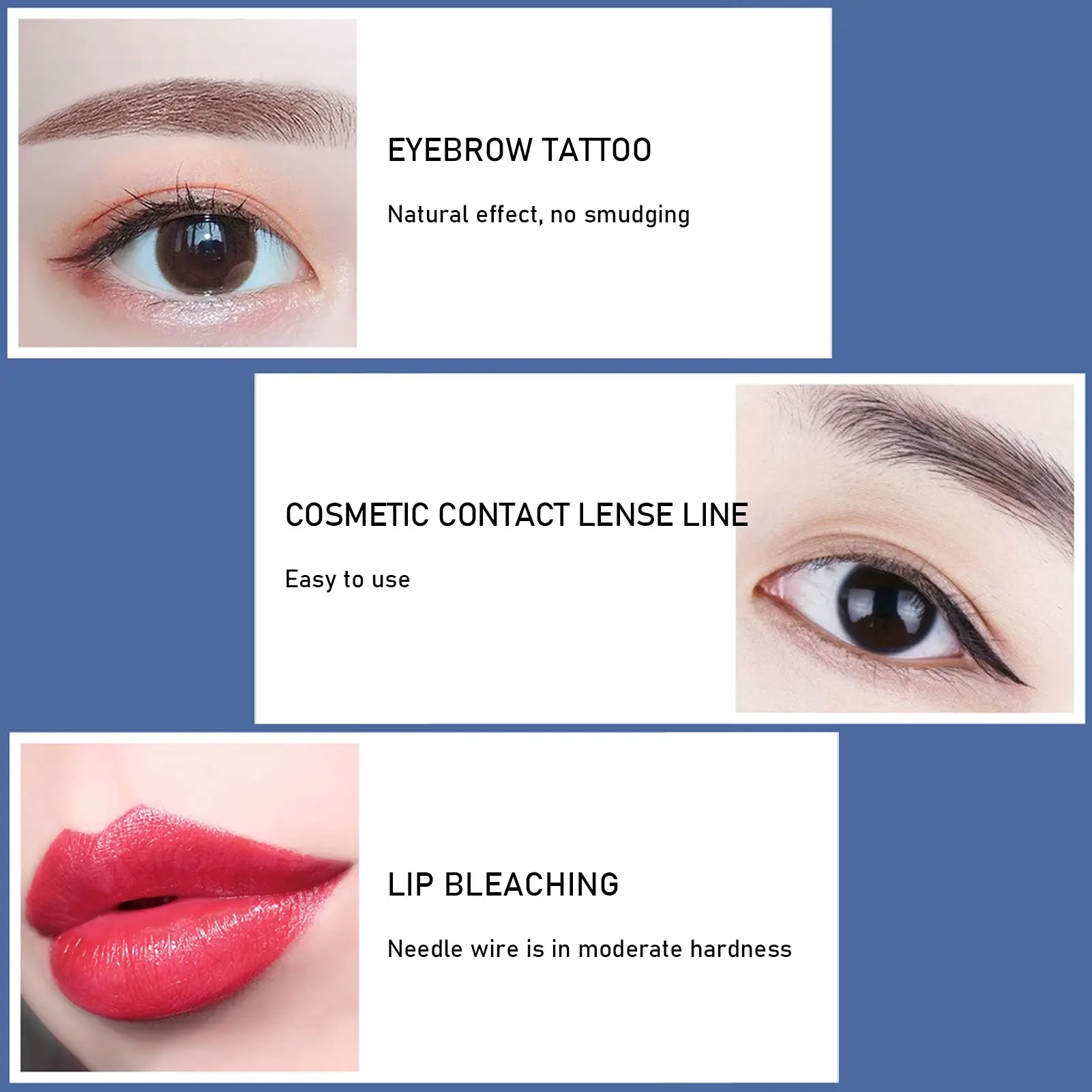 U18 50/100 قطعة إبر Microblading زرقاء للاستعمال مرة واحدة بقطر 0.20 مم، لوازم مكياج دائمة شفرة تظليل الحواجب اليدوية