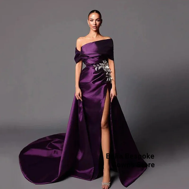 

Customized Evening Dresses Classic Exquisite High quality Retro Applique Ruched A-line Off-the-shoulder Long Dresses Simple