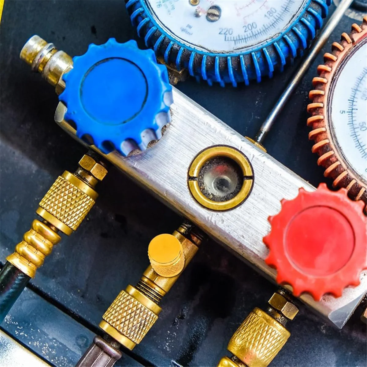 Penutup Flare 1/4, Kuningan Bulat dengan Segel O-ring Neoprene, Penutup Katup HVAC, Penutup Kunci Refrigeran, Penutup Kunci HVAC 10 Buah