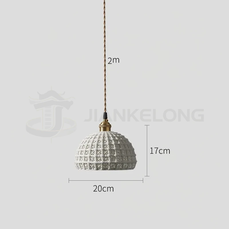 JIANKELONG White ceramic LED pendant light for home interior lighting, bedroom living room, Nordic modern copper pendant light