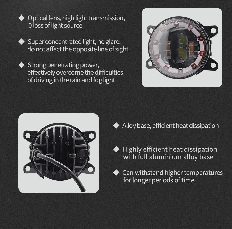3.5 Inch 40W LED Car Headlight Angel Eyes Demon Eyes Fog Light Running Light Turn Signal Accessories for Wrangler Off-Road JK TJ