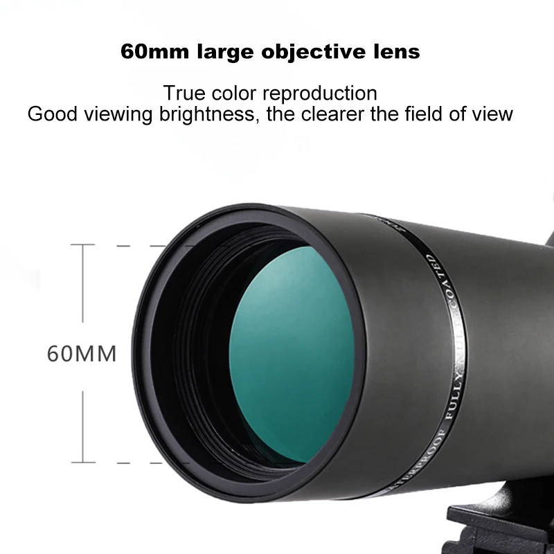 20-60x80mm Zoom Monocular Spotting Scope Powerful Telescope Bak4 Prism Waterproof For Camping Bird Watching Shooting