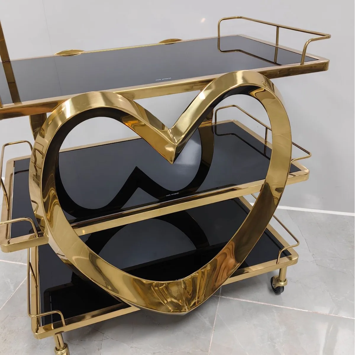Hotel three-story dining cart KTV snacks wine trolley stainless steel glass restaurant delivery cake