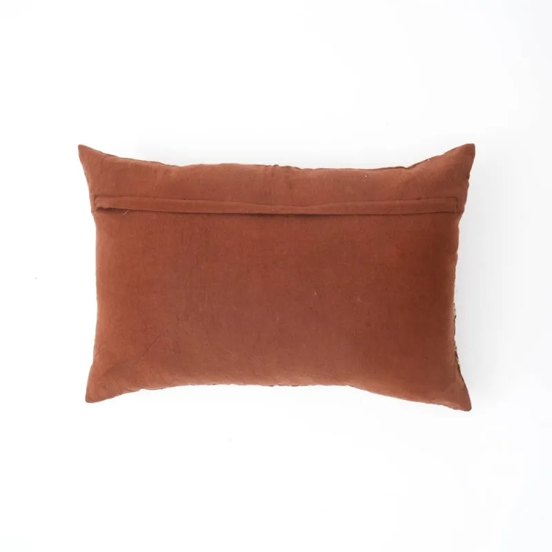 Linen Embroidered Lumbar Pillow Cotton Polyester Handcrafted Floral Design Timeless Natural Cushion Home Decor Gift