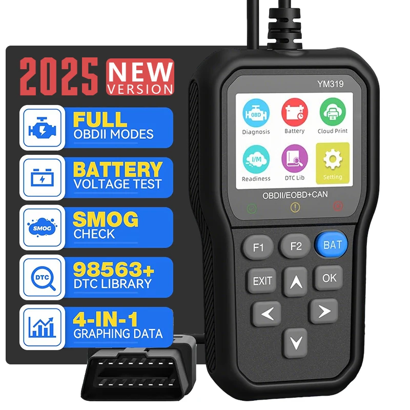 

Диагностический инструмент сканера OBD2 Живые данные с тестером батареи I/M Проверка чтения автомобильного кода и замена DTC Lookup для всех автомобилей OBDII