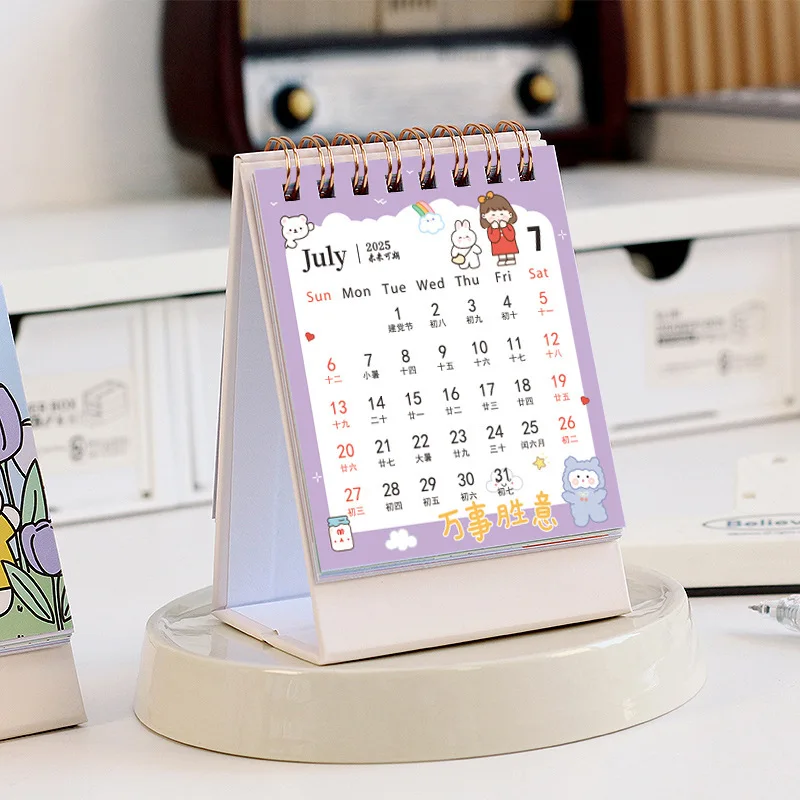 2025 Mini Cartoon Calendar Kawaii Desk Calendar Standing Flip Desktop Calendar Small Planner Advent Calendar