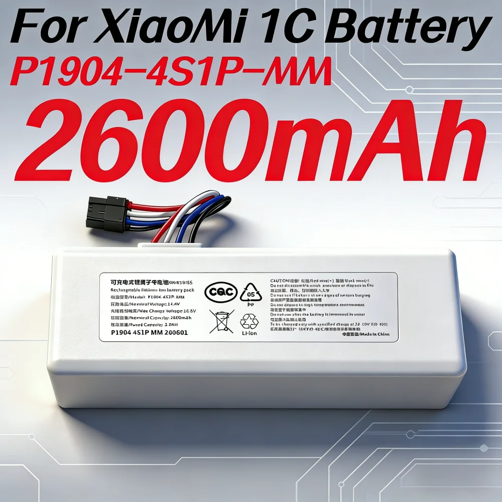 

Аккумулятор для робота-пылесоса Xiaomi Mijia Mi, 14.4В 5200мАч, 1C P1904-4S1P-MM, литий-ионный, перезаряжаемый, на элементах 18650