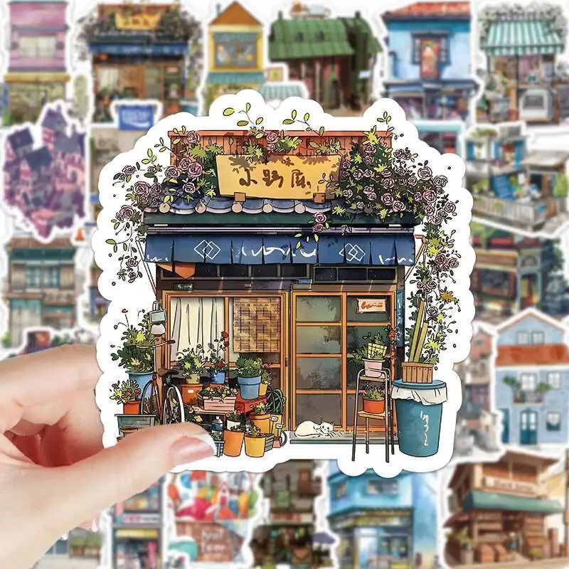 10/30/50Pcs architectural illustration creative sticker desktop phone case sticker waterproof