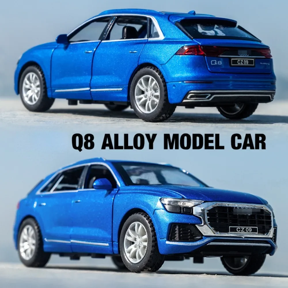 1:32 AUDI Q8 SUV Alloy Car Model Diecasts Metal Toys Sound Light Pull Back Collection Off-road Miniature Vehicles for Kids Gifts