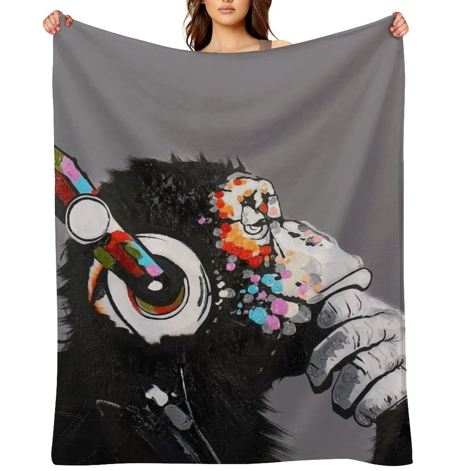 

Thinker Chimp Throw Blanket cosplay anime Thermals For Travel Plush Summer Beddings Blankets