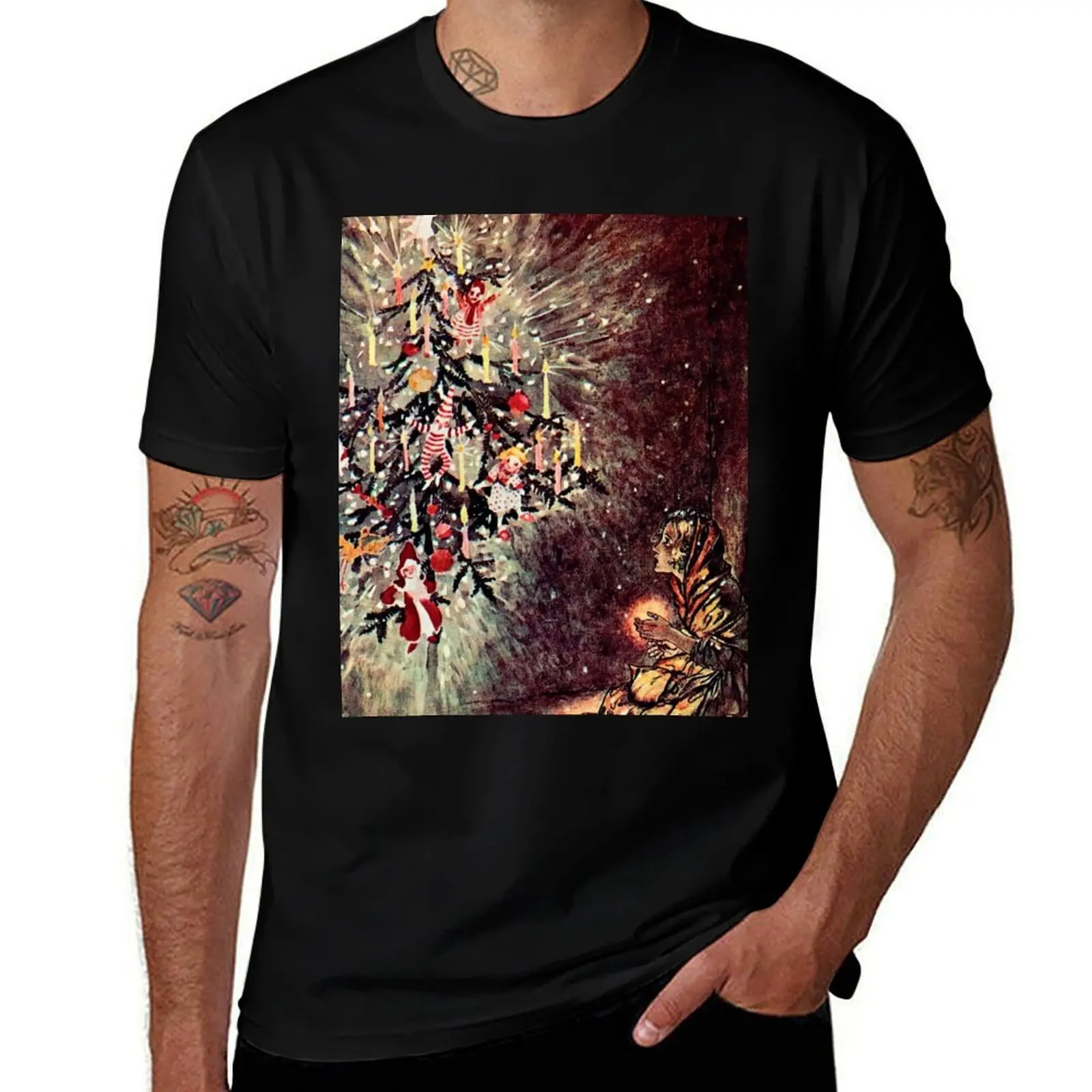 

The Little Match Girl - Arthur Rackham Christmas T-Shirt essential t shirt cotton t shirts man 100% man t shirts graphic T-shirt