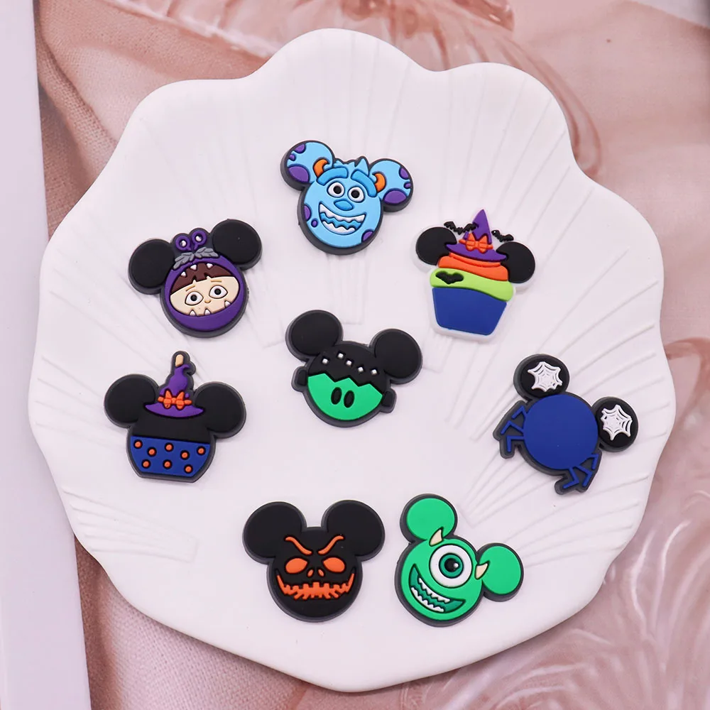 1-19Pcs Various Mickey Head Shape Children Miniso Shoes Accessories Fashion Garden Slipper Buckle Decorations Fit Backpack