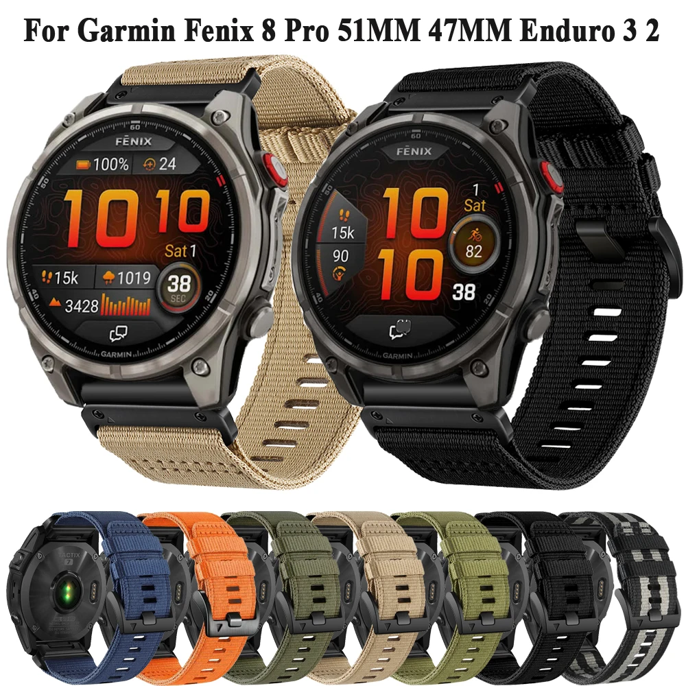 22mm 26mm Watch Band For Garmin Fenix 8 Pro E 47mm 51mm/6 6X 7 7X Solar/Epix/Tactix 8 7/quatix/Instinct 3 Canvas Strap Bracelet