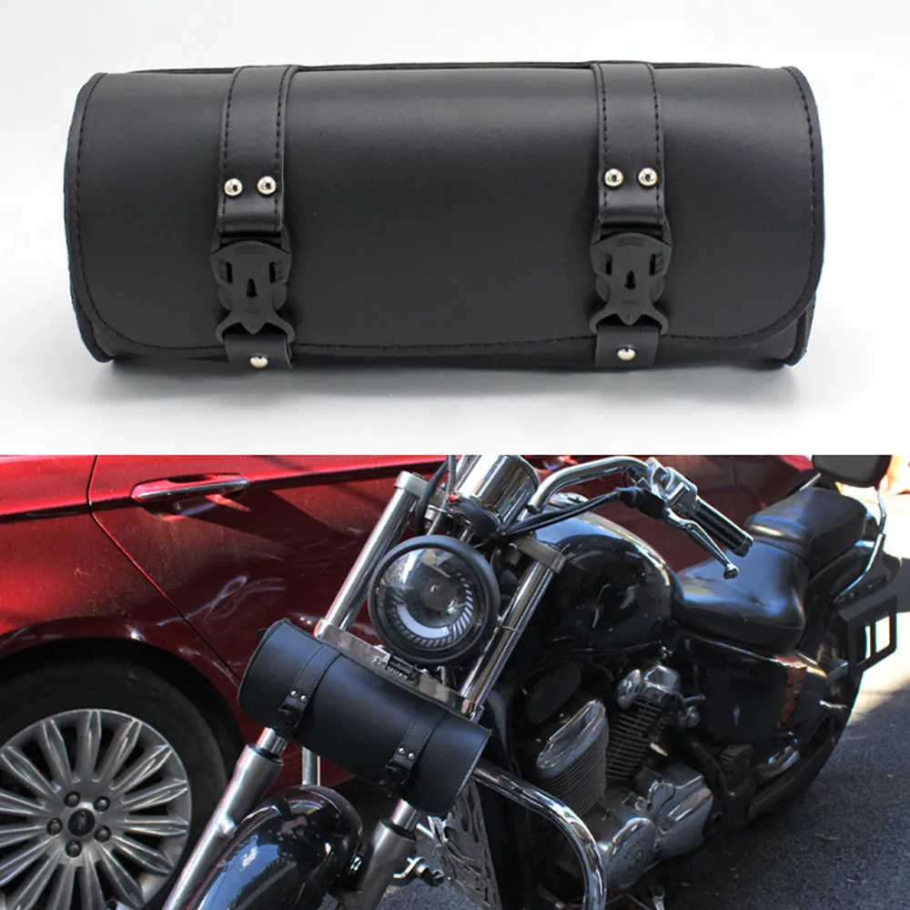 Black Motorcycle Front Fork Tool Bags Storage Luggage Bag Retro Saddle Bag Cafe Racer For Honda Suzuki Kawasaki
