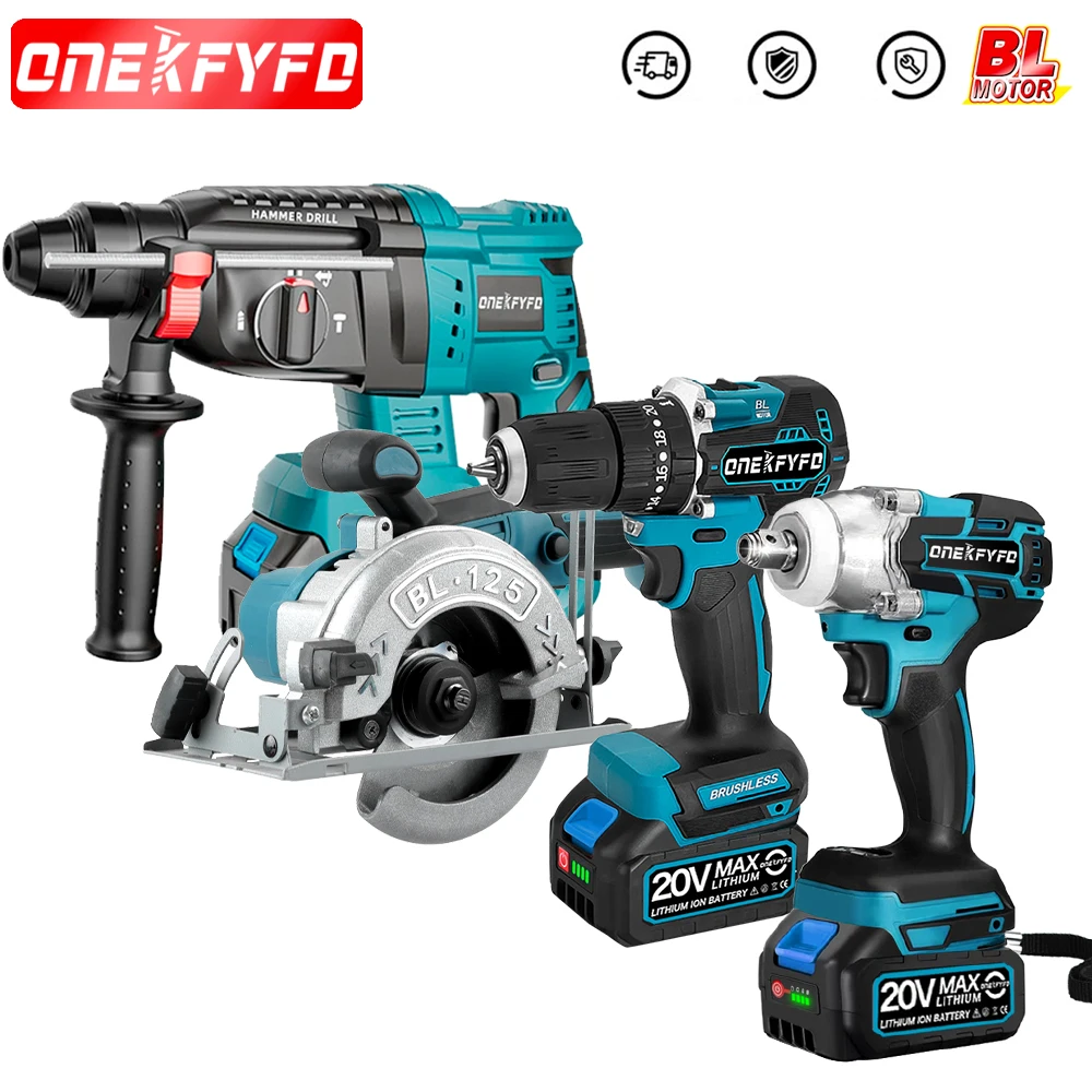 

4Pcs Brushless Tools Kit Set Electric Drill + 2in1 Impact Wrench + Electric Circular Saw+ Electric Hammer Drill for Makita 18V