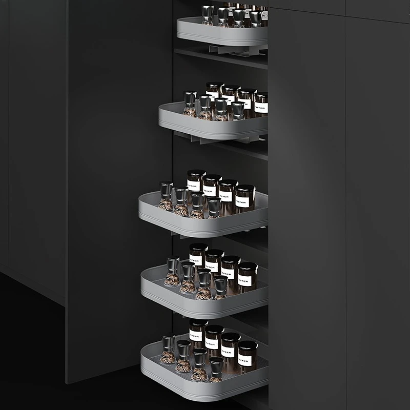 High cabinet single-layer turntable basket cabinet 360-degree dishes seasoning rack floor cabinet corner rotating