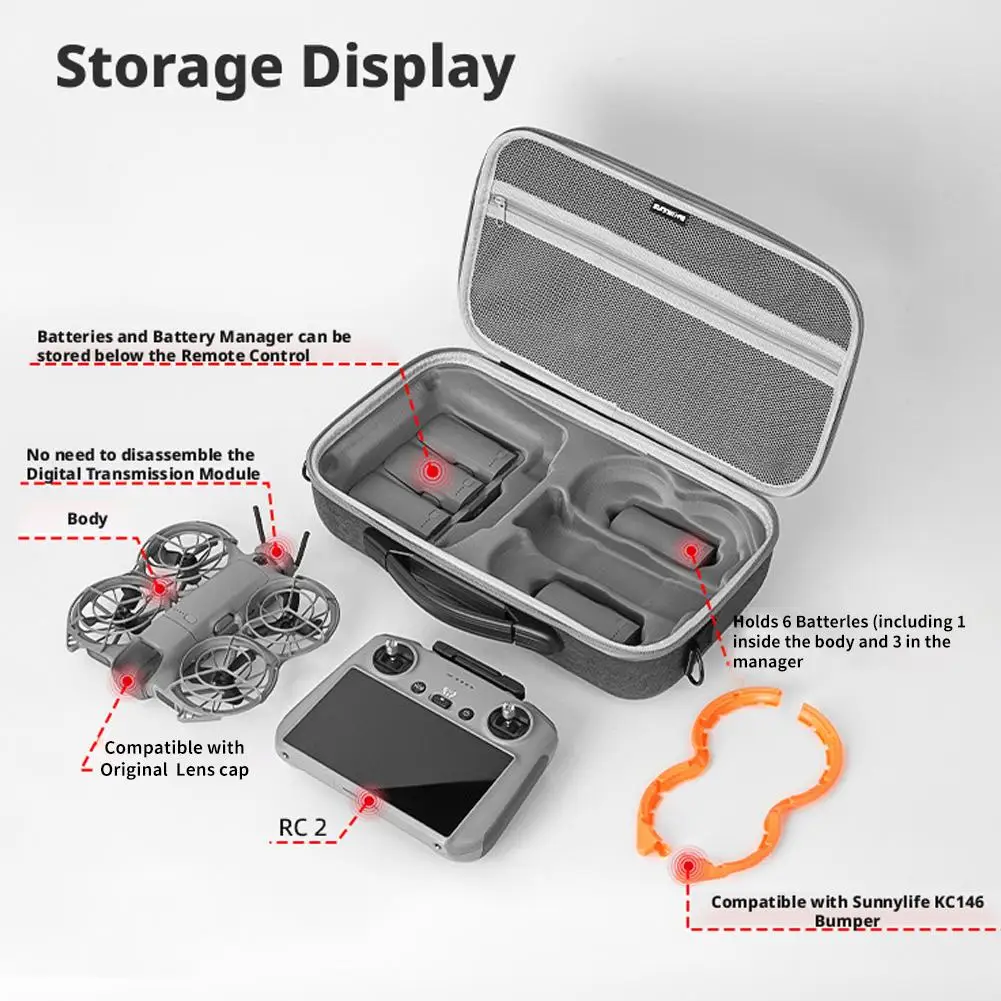 For DJI NEO 2 Flight Glasses N3 Storage Bag Carrying Case Shockproof Protective Box For DJI FPV Flight Glasses Drop Protection