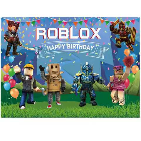 Roblox theme Game Shower Vinyl Hot Game Backdrop Cloth Kids Birthday Photo Background For Party Decoration Boys Backdrops