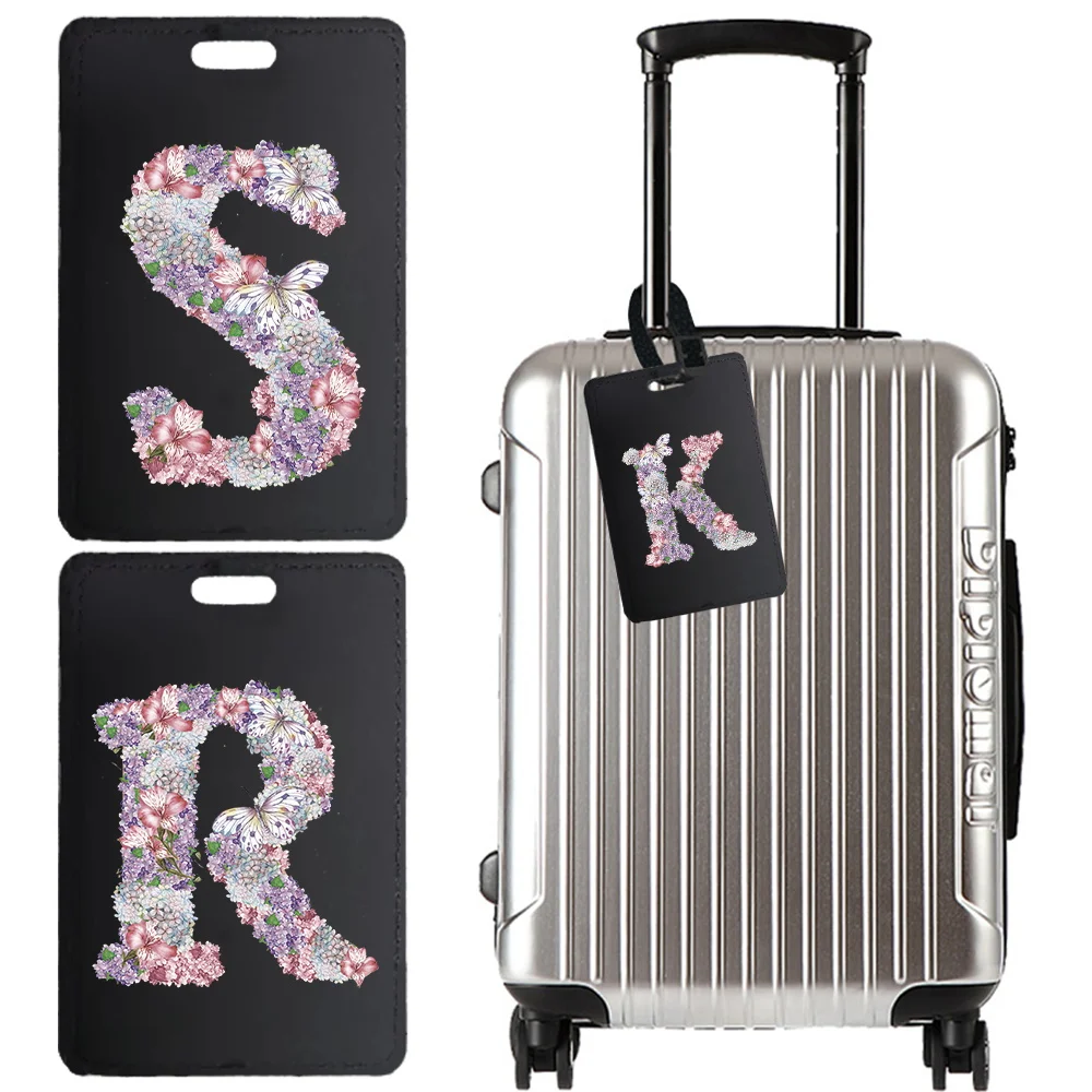 

Pu Luggage Tag Personalized Luggage Boarding Suitcase Identifier Label Travel Accessories Name ID Address Rose Flower Pattern