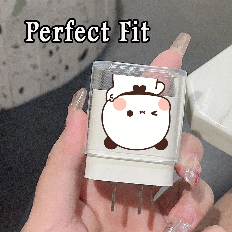 Cartoon Bubu Dudu Baby Bear Panda Protection Case for IPhone 15 14 13 Pro Max 18/20W Charger&Charging Protector Data Wire Winder
