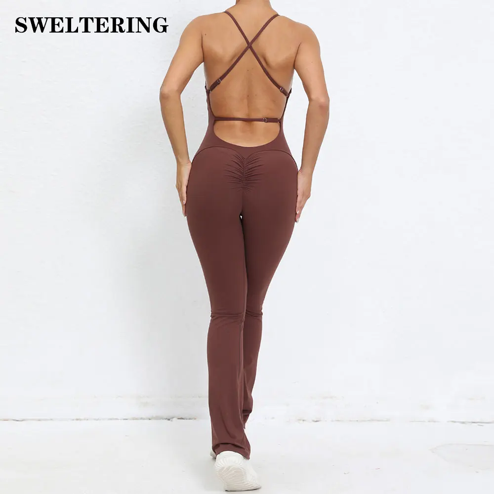 Yoga Jumpsuits Bell-bottoms One Piece Women's Tracksuit Yoga Set Workout Sleeveless Sportswear Gym Set Workout Clothes for Women