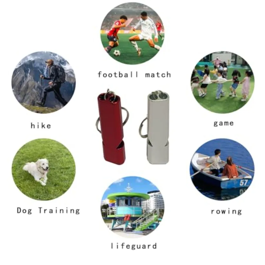 Noodfluit 2-pack veiligheids- en reddingsfluit met sleutelkoord, sleutelhanger, hooggetrokken dubbele buis, geschikt voor buitenwandelkamp