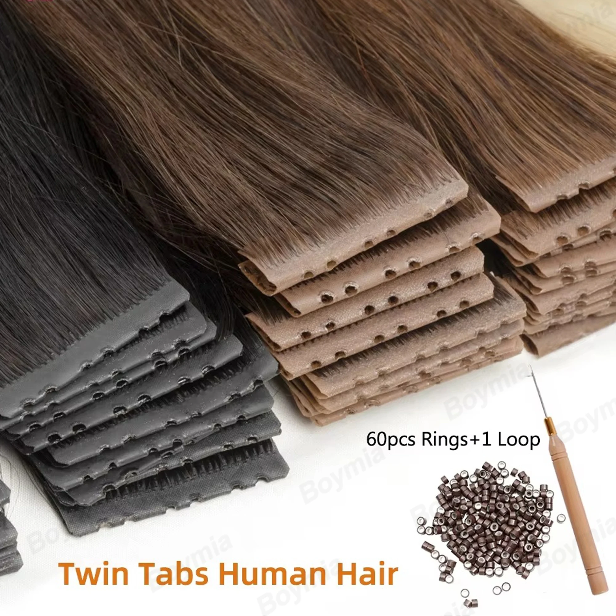 Extensões de Cabelo Humano Remy Premium com Fita Adesiva Invisível PU, Micro Pérolas Pequenas com Furos Reforçados, Loiro, 10 Peças