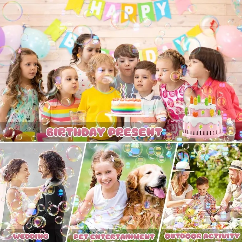 Verjaardagstaart Bubble Machine voor kinderen Automatische blazer per minuut/licht/muziek Zomer Bubble Maker Speelgoed