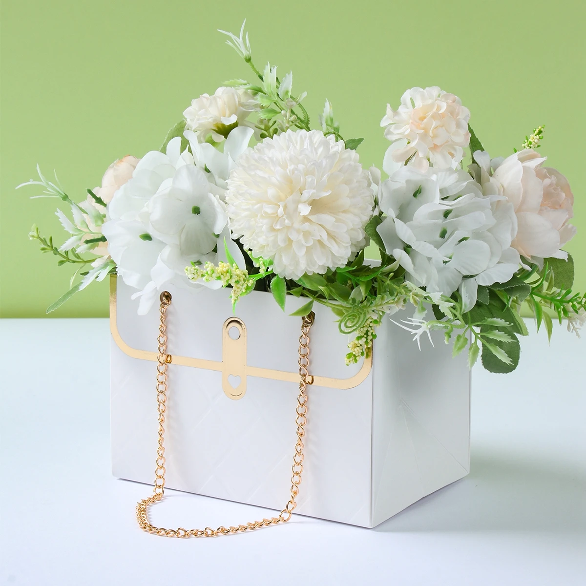 Portable Hand Bag Shape Rose Flower Packaging Box Flower Shop Wedding Mother's Day Birthday Gift Wrapping Paper Bag Box