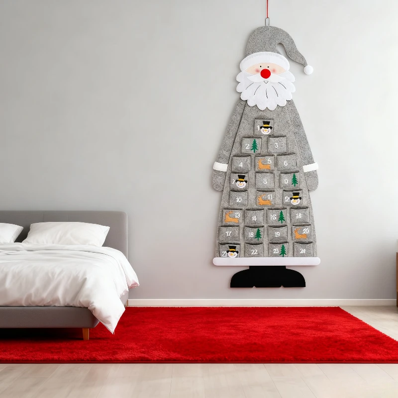 

Santa Felt Board Splicing Christmas Calendar Countdown 24 Days Christmas Decoration Gift Pendant Christmas Calendar