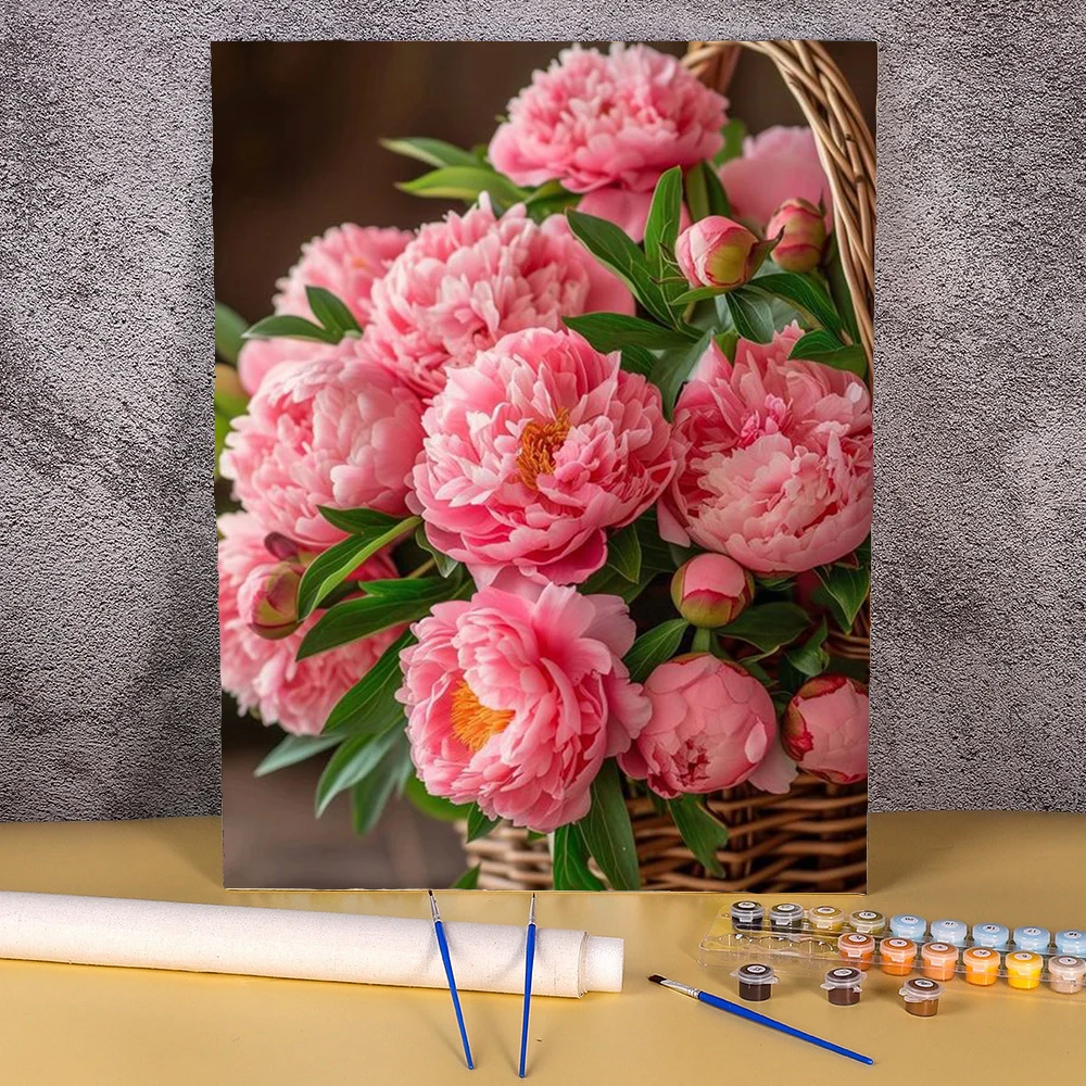 DIY Painting By Numbers Peony Flower On Canvas 50x70 For Adults Kits Acrylic Paints Package Flowers Picture With Number For Home