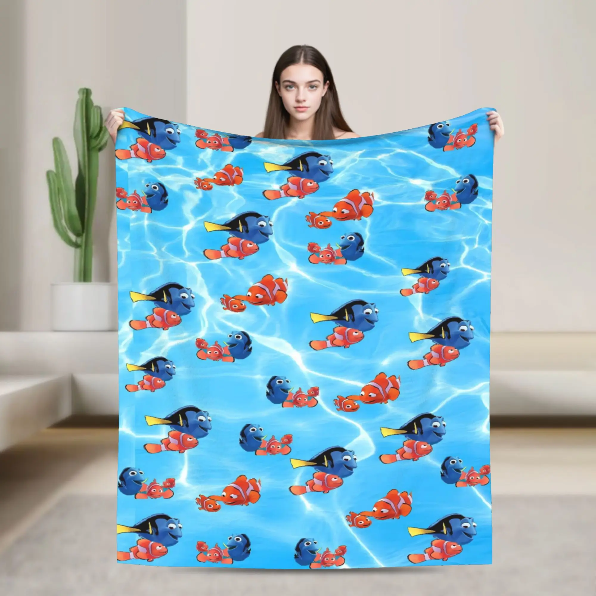 Custom Kawaii Printed Dory Finding Nemos Soft Warm Blanket  Plush Throw Blanket Couch Chair Flannel Bedspread Sofa Bed Cover