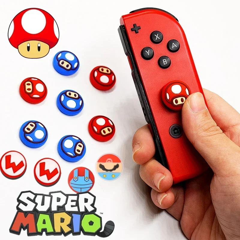 Super Mario Soft Silicone Thumb Stick Grips Caps for Joy Con Cover Thumbsticks Cap for Nintend Switch NS OLED JoyCon Controller