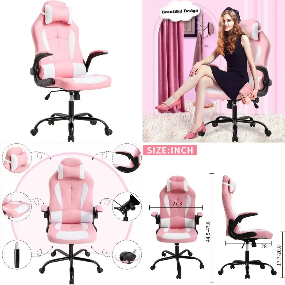 

Эргономичное игровое и офисное кресло с высокой спинкой, из искусственной кожи, регулируемое, простое в сборке, сертифицировано для домашнего/офисного использования (серый, вишневый)