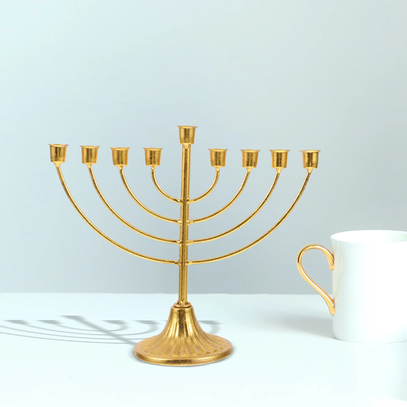 Hanukkah vulkanah Desktop ornamen logam pemegang untuk meja Vintage Candelabrum kandil dekorasi